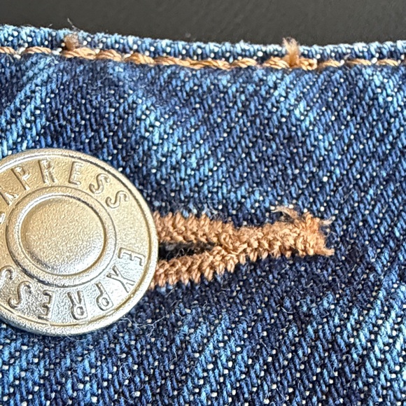 Express Conscious Edit Flared Denim Midi Skirt Panel Seam A-Line Size 4 - Picture 10 of 10